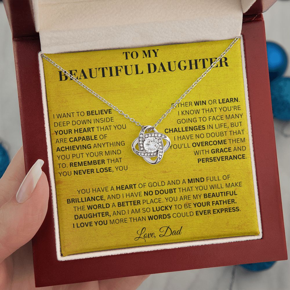 To My Beautiful Daughter  - I Love You - Necklace