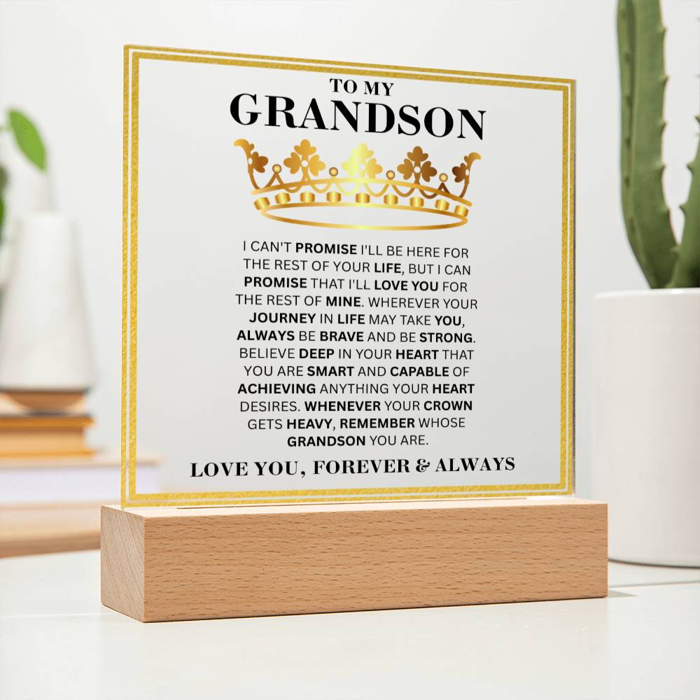 To My Dear Grandson - Remember - Square Acrylic Plaque