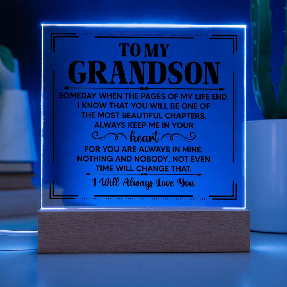 To My Grandson - Time - Square Acrylic Plaque