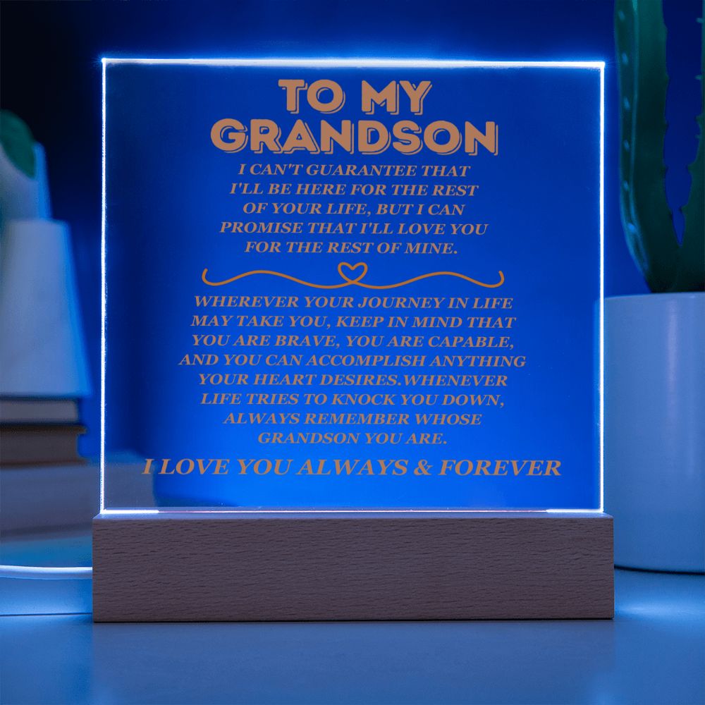 To My Grandson - Life - Square Acrylic Plaque