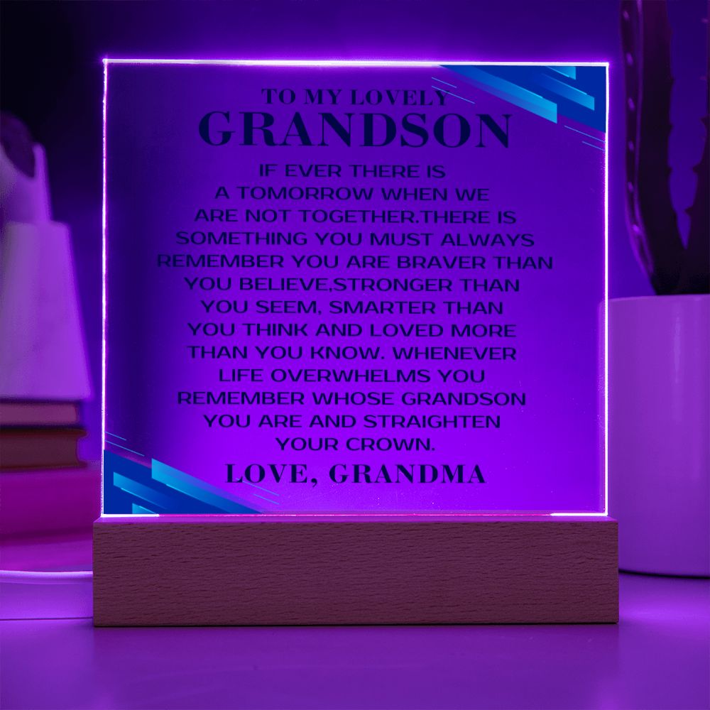 To My Grandson - Strong - Square Acrylic Plaque