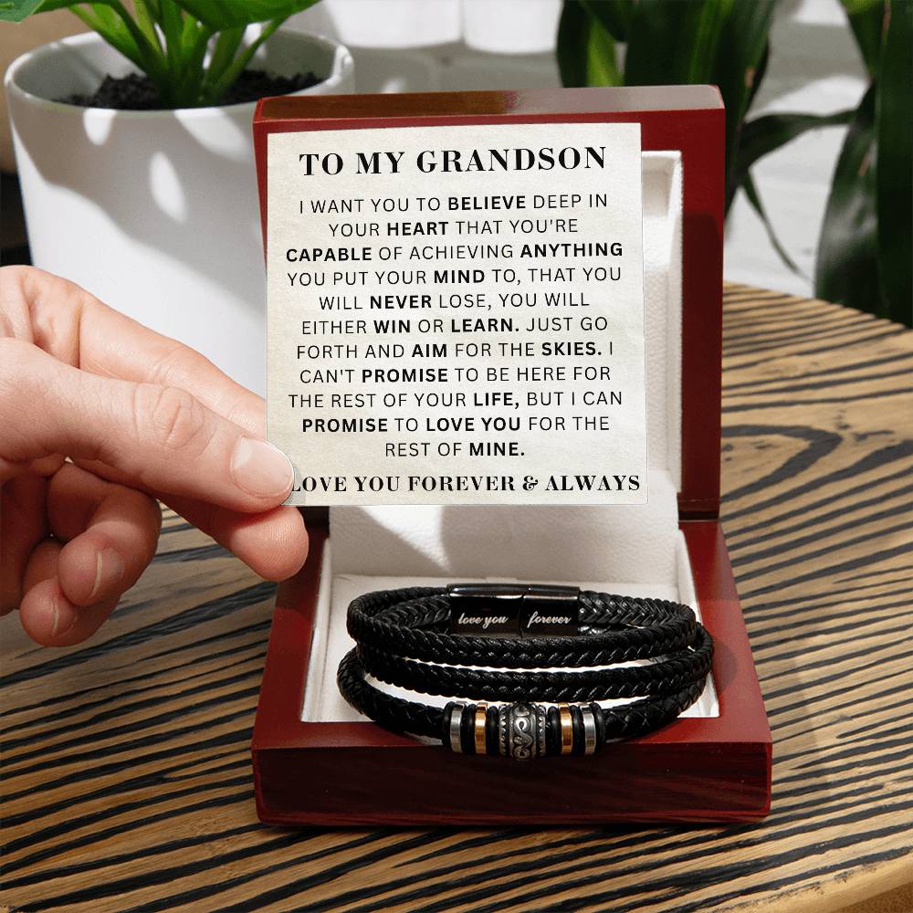 To My Grandson - Believe - Men's Bracelet