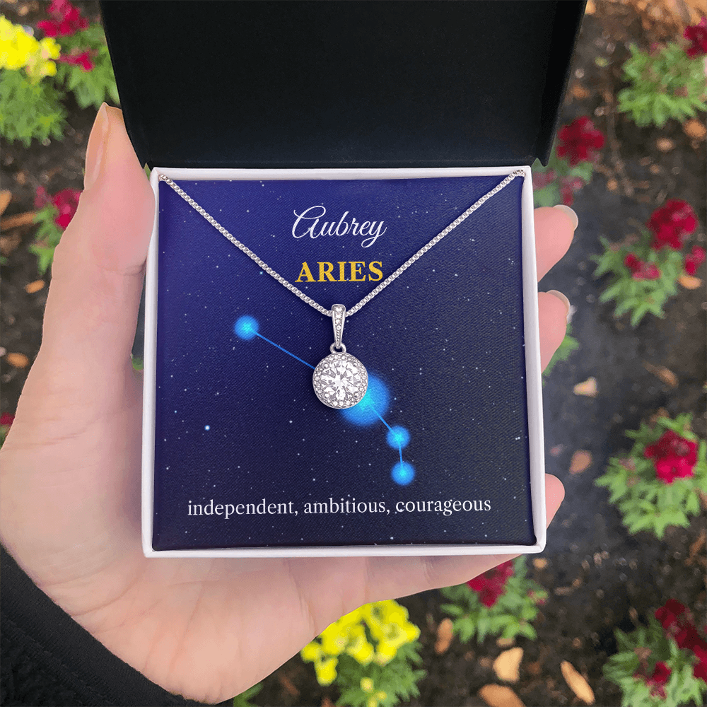 Personalized Aries Zodiac Eternal Hope Necklace with Message Card