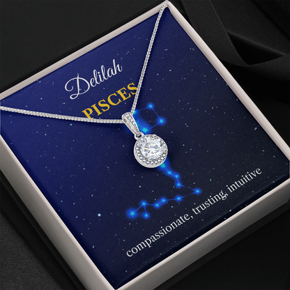 Personalized Pisces Zodiac Eternal Hope Necklace with Message Card