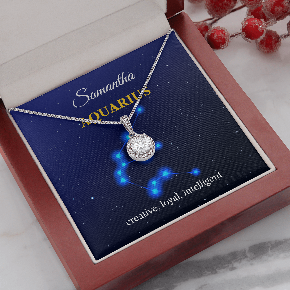 Personalized Aquarius Zodiac Eternal Hope Necklace with Message Card