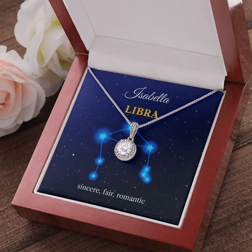 Personalized Libra Zodiac Eternal Hope Necklace with Message Card
