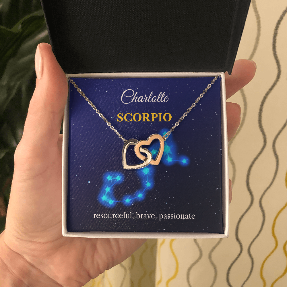 Personalized Scorpio Zodiac Hearts Necklace with Message Card