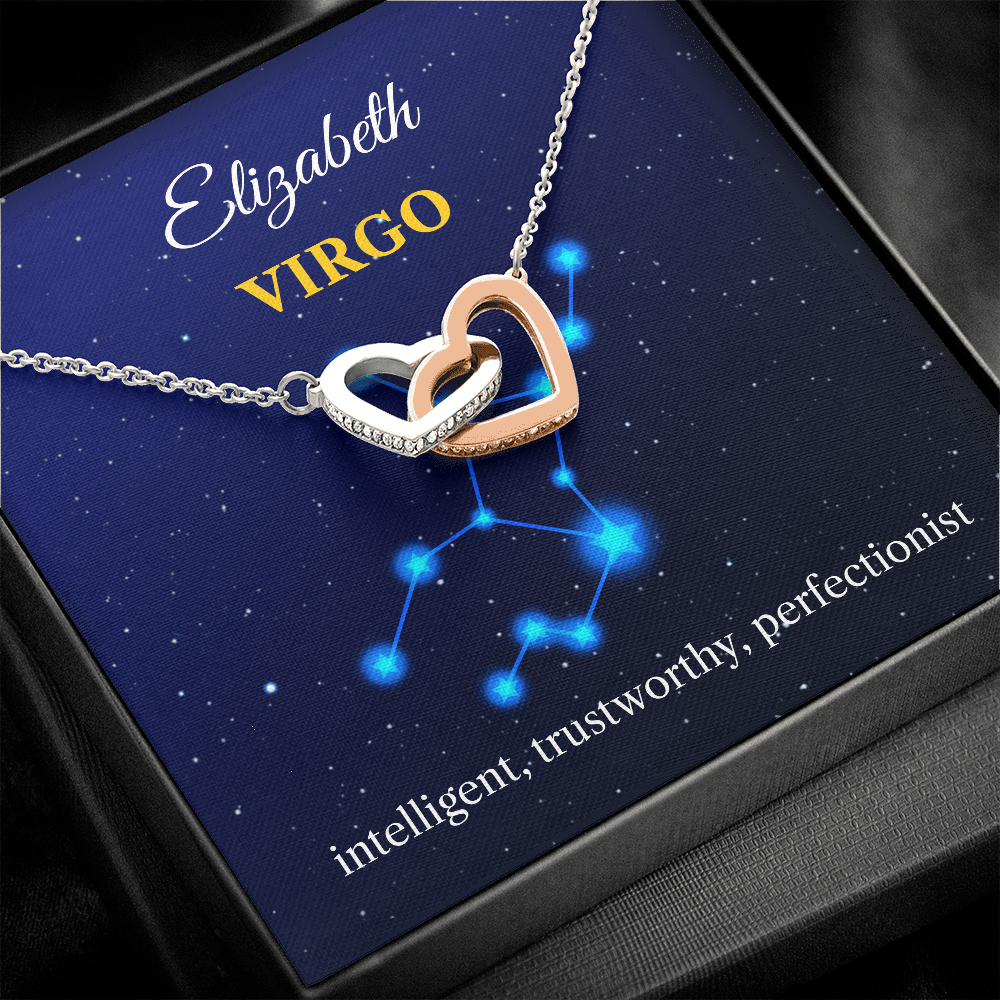 Personalized Virgo Zodiac Hearts Necklace with Message Card